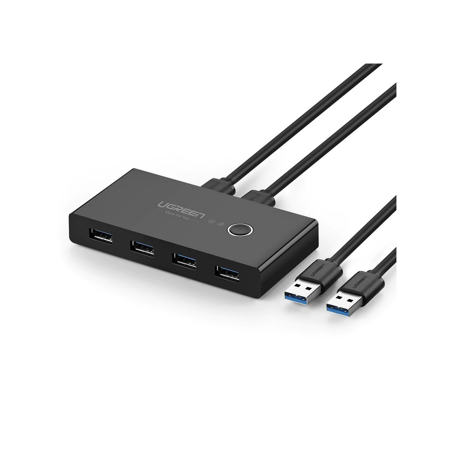 Conmutador USB para Compartir 4 Puertos USB 3.0 a 2 PC ́s | Cambio Mediante Botón | Incluye Dos Cables USB de 1.5 m | ABS | Permite que 2 Usuarios Compartan 4 Dispositivos Periféricos USB3.0, como una impresora, un escáner, etc.