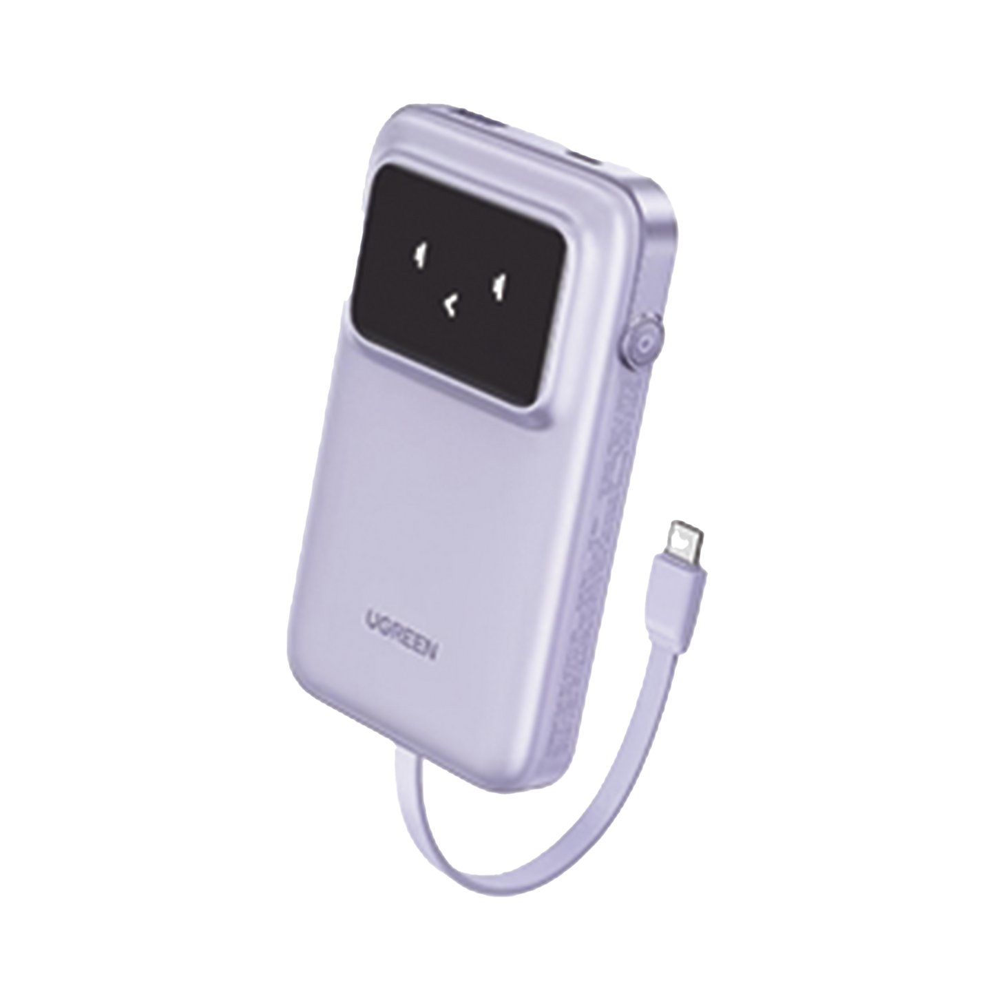Power Bank Serie Uno | 10000mAh | 30W | con Cable USB-C Incorporado | 2 Salidas 30W Max. | Pantalla Inteligente | Carcasa Ignifuga | Aprobado por Aerolíneas.| Color Purple.