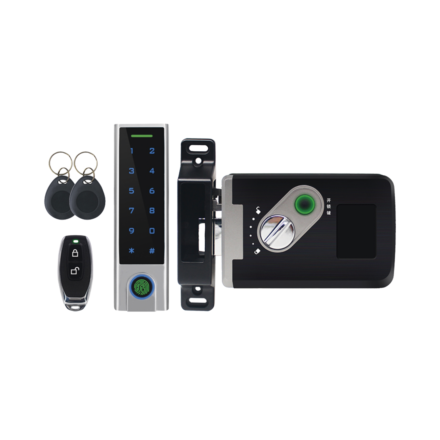 Kit de Cerradura Inteligente / Incluye Teclado y Control Remoto / Soporta Huella, Tarjeta y Contraseña / Teclado Metálico IP65