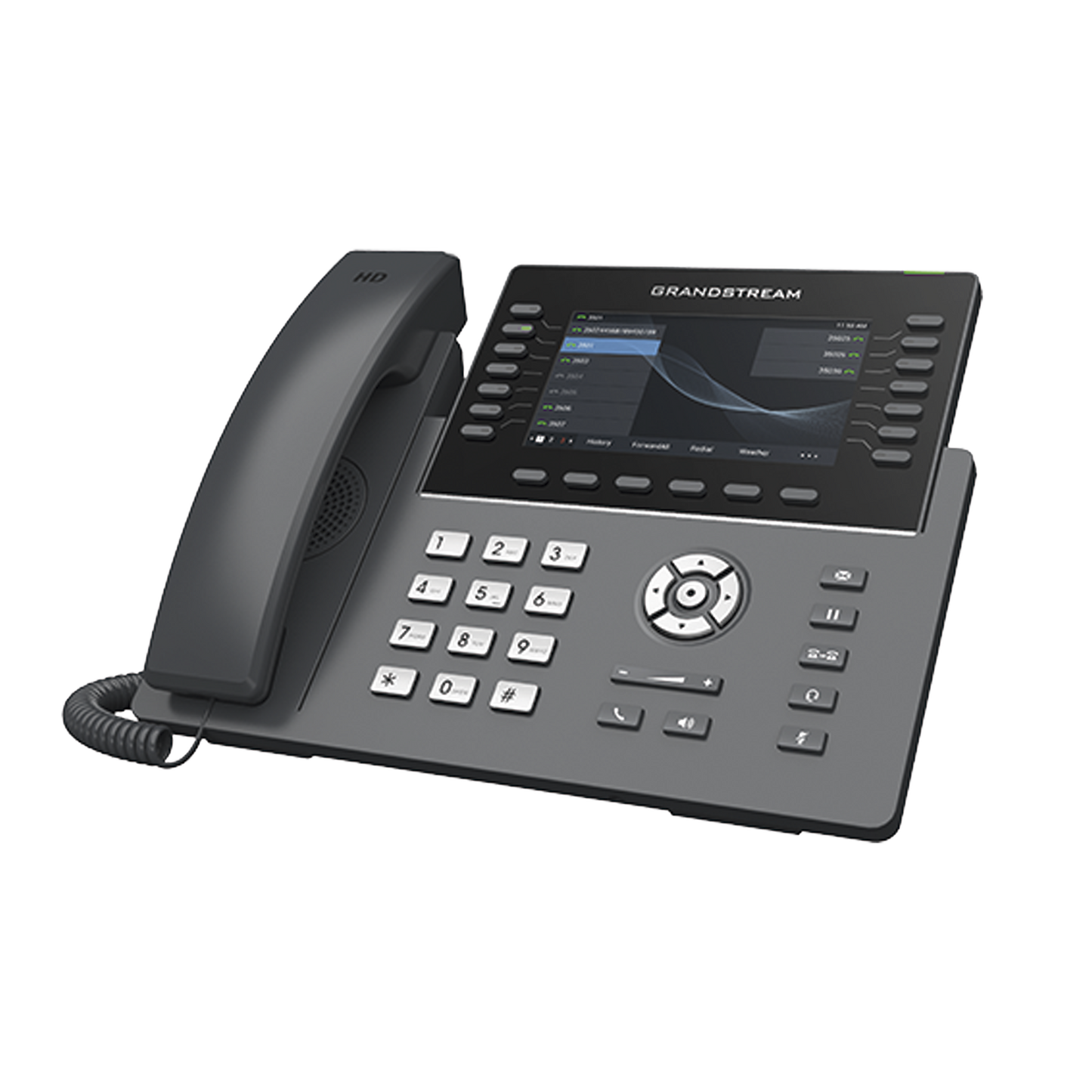 Teléfono IP Wi-Fi, Grado Operador, 14 líneas SIP con 6 cuentas, pantalla LCD 5", puertos Gigabit, Bluetooth, PoE, codec Opus, IPV4/IPV6 con gestión en la nube GDMS