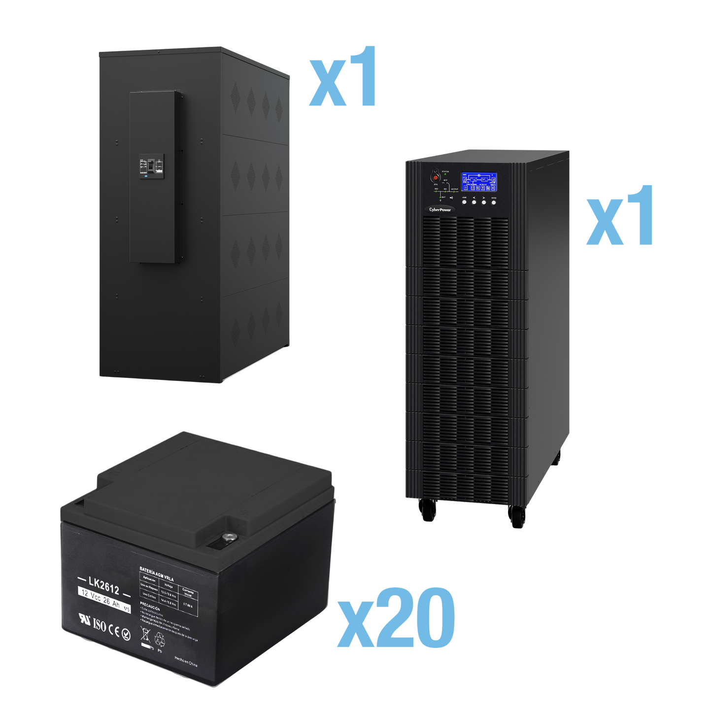 UPS Trifásico de 30 kVA/27 kW, Topología Online Doble Conversión, Voltaje de 208/220 Vca de L-L, Respaldo de 5 Minutos al 100% de Carga, Incluye Módulo y Banco de Baterías