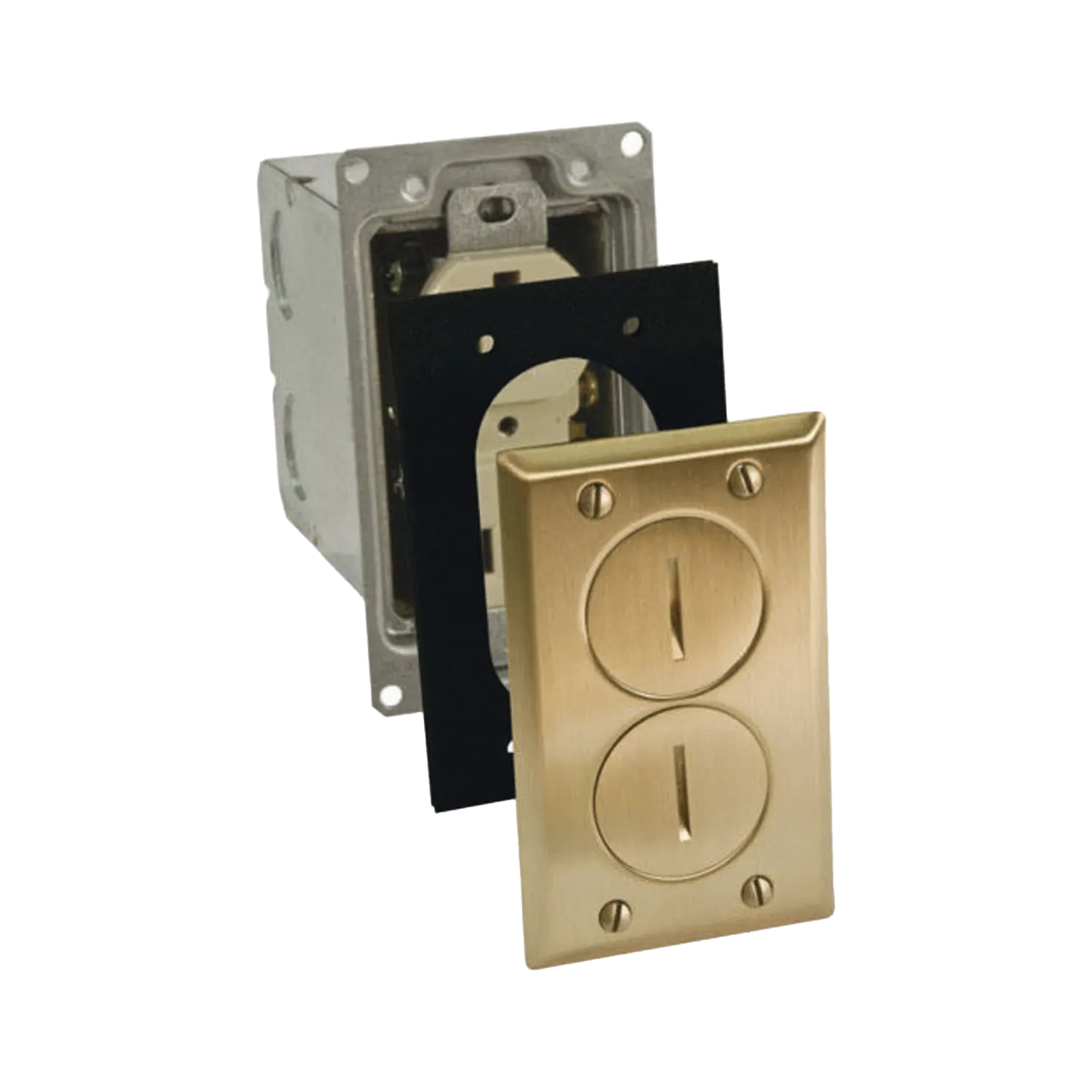 Kit de Caja de Piso con Receptaculo de 15A 125V/ Acabado Latón.