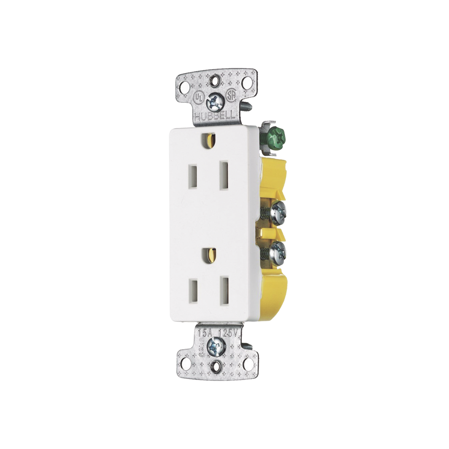 Contacto Duplex Decorador 15A 125V, 2 Polos, 3 Hilos, Color Blanco (Nema5-15R).
