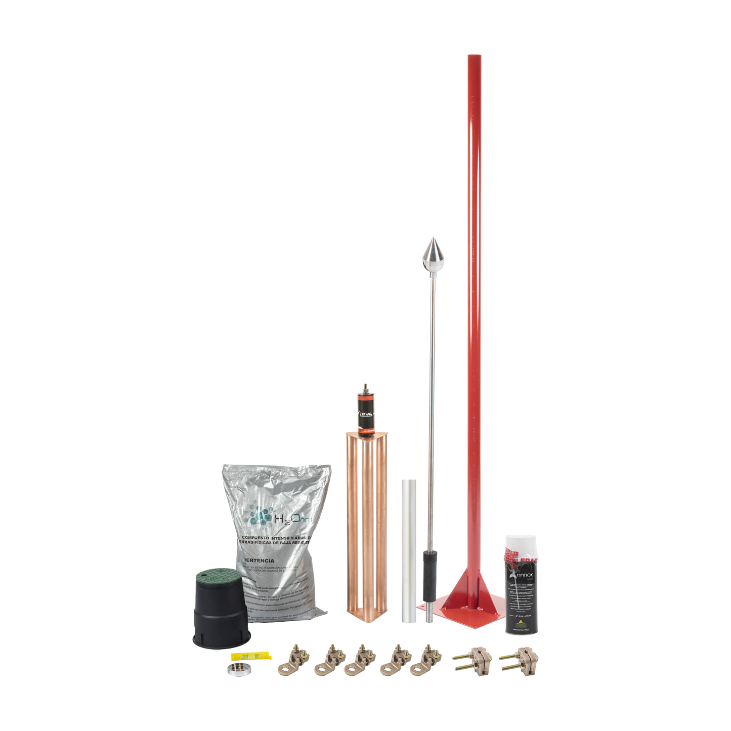 Kit Pararrayo con Punta en Aluminio con Accesorios para Protección de Diámetro de 160 m.