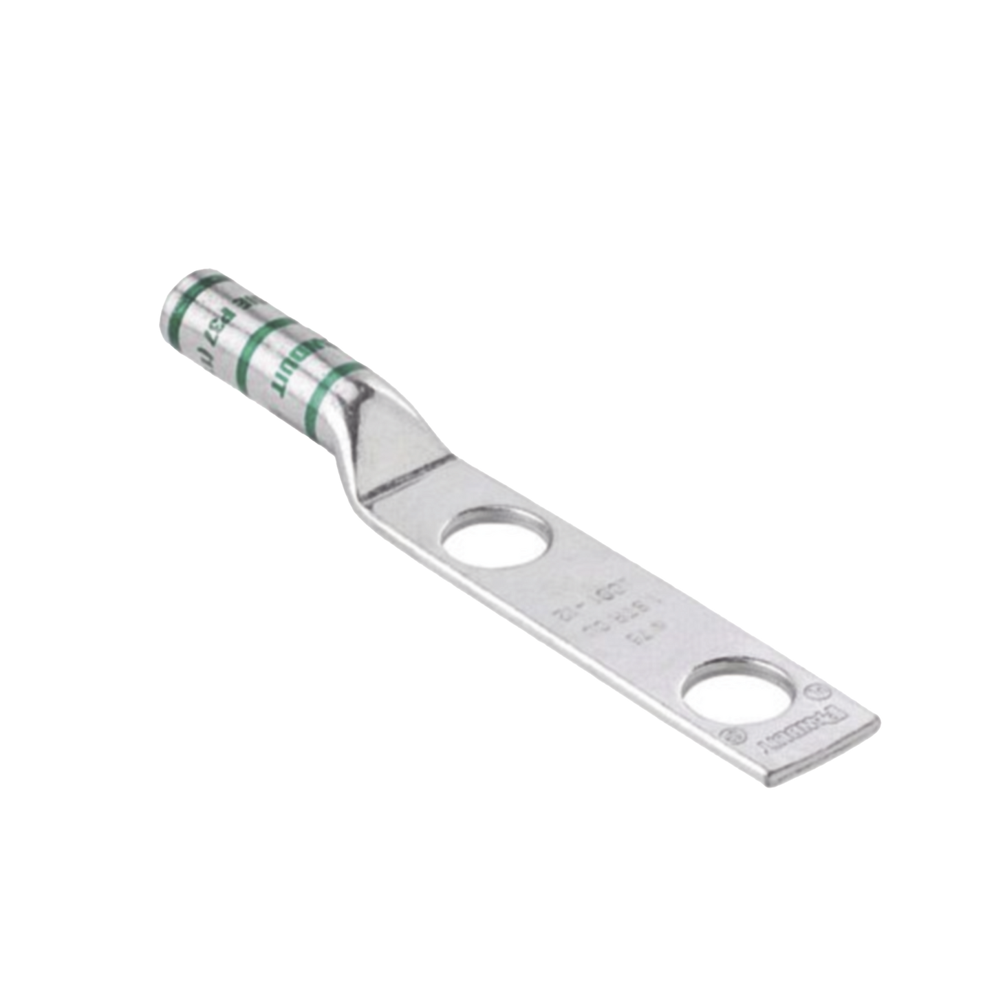Conector de Compresión de Cobre con 2 Orificios 3/8" para Cable 2 AWG, 1" de espacio entre Orificios. Paquete de 25 Piezas