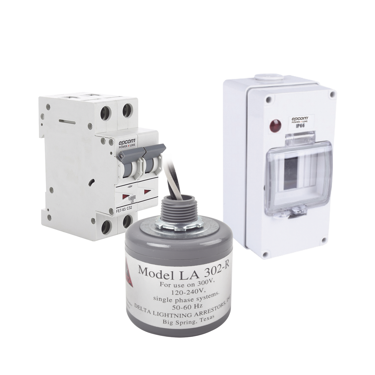 Kit de Centro de Carga Para Corriente Alterna, Breaker de hasta 400 Vca de 20 A con Supresor de Picos Transitorios.