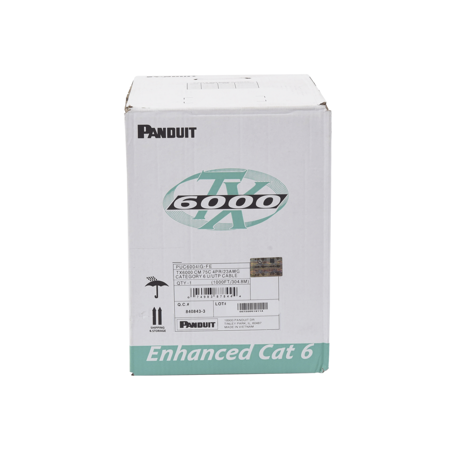 Bobina de Cable UTP 305 m. de Cobre, TX6000™ PanNet, Reelex, Gris Internacional, Categoría 6 Mejorado (23 AWG), PVC (CM), de 4 pares