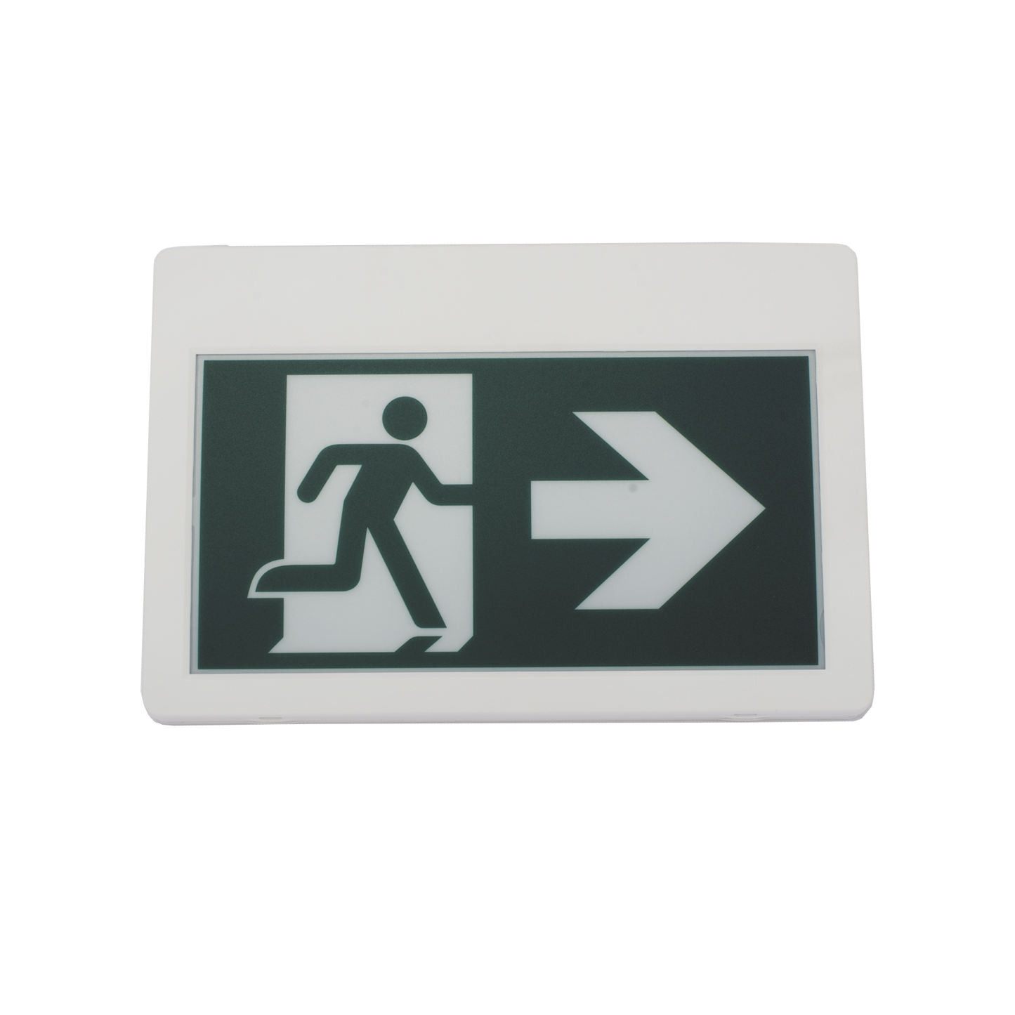 Letrero LED de Señalización de salida "Hombre Corriendo"/ Alto brillo / Uso en pared, lateral o techo / Batería de Respaldo Incluida con hasta 120 minutos de duracion