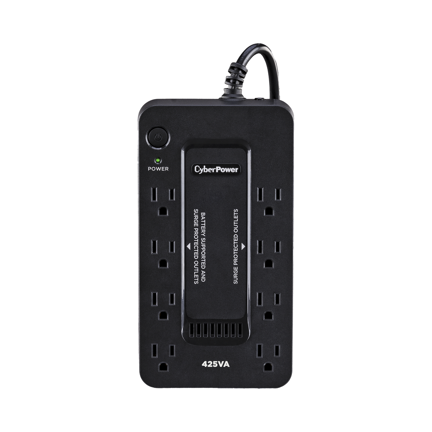 UPS de 425 VA/255 W, Topología Standby, Entrada 120 Vca NEMA 5-15P, Tipo Gabinete Compacto, Con 8 Tomas NEMA 5-15R