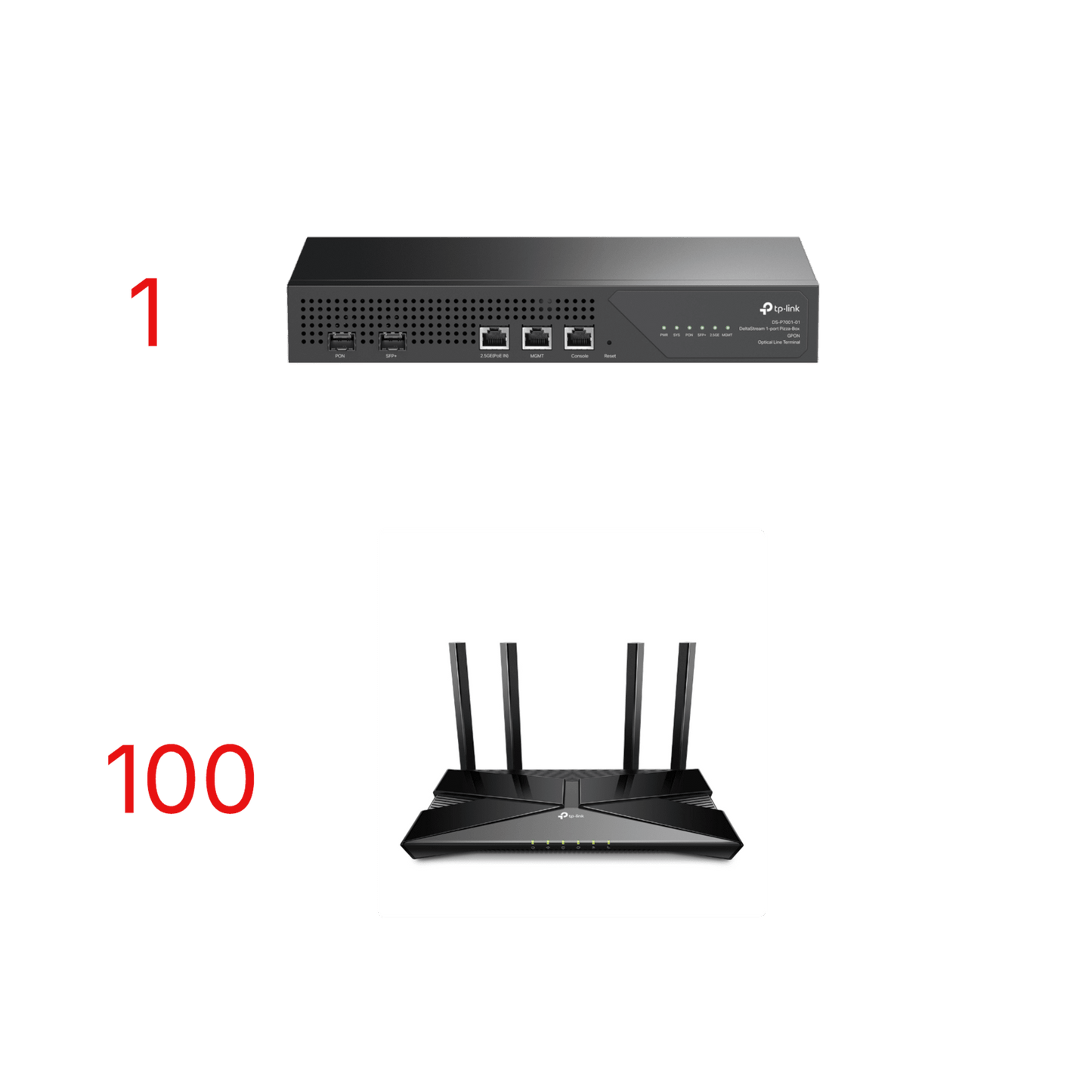 Kit para ISP´s / OLT DS-P7001-01 con Paquete de 100 ONU´s Modelo XX230V.