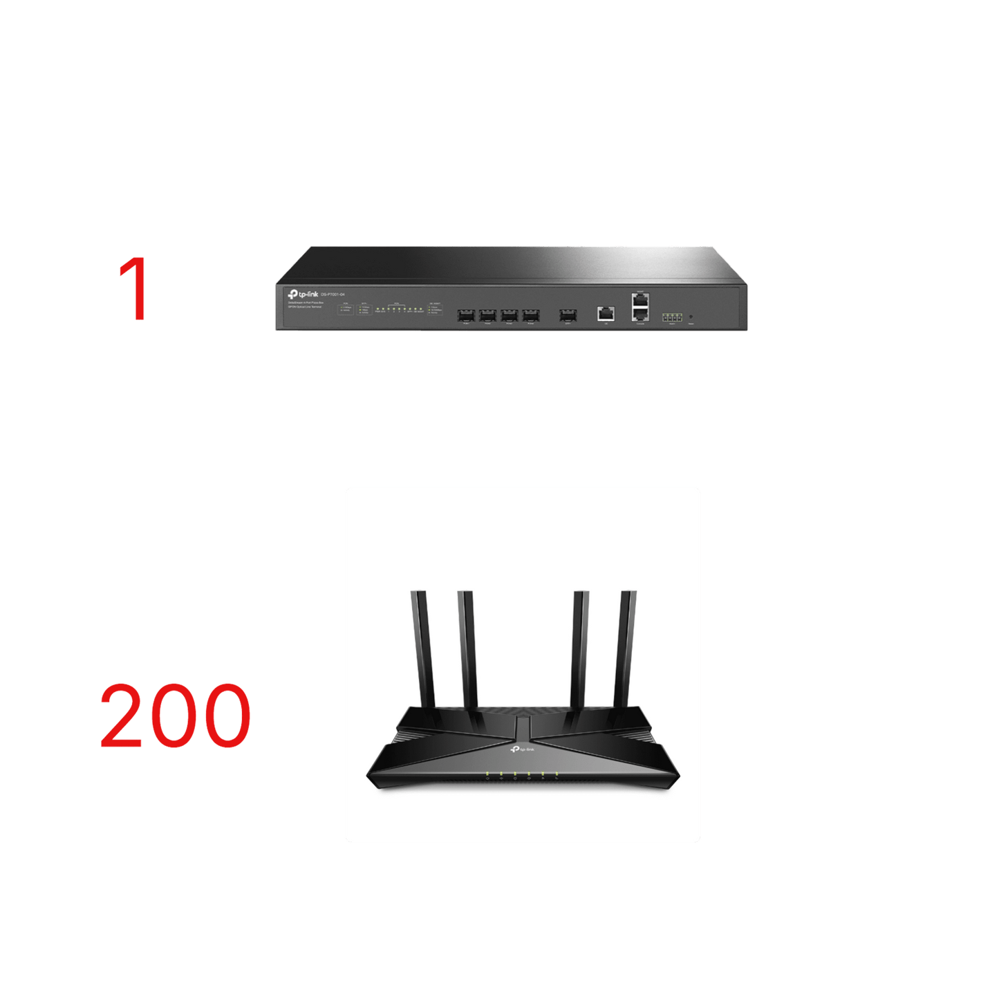 Kit para ISP´s / OLT DS-P7001-04 con Paquete de 200 ONU´s Modelo XX230V