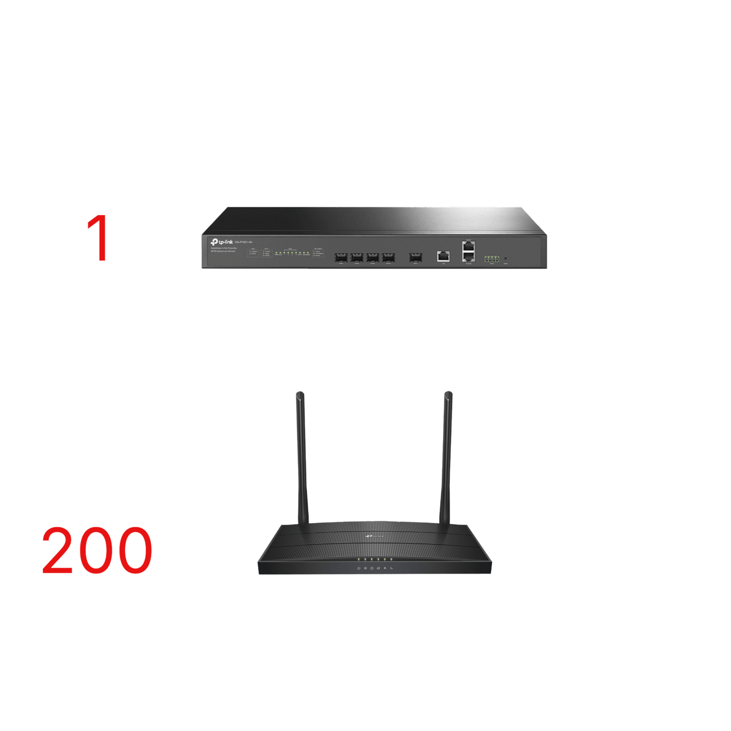 Kit para ISP`s / OLT DS-P7001-04 con Paquete de 200 ONU´s Modelo XC220G3V