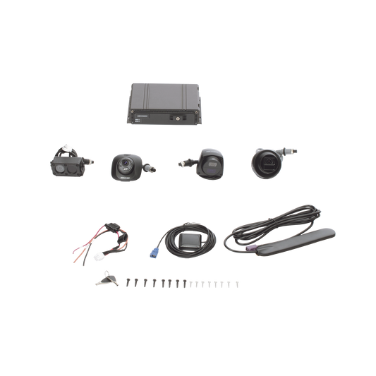 Kit DVR Móvil 1080P / Incluye 4 Cámaras TURBOHD 1080P / Modulo 4G y GPS / Soporta Memoria SD / Visualización por Hik-Connect Teams