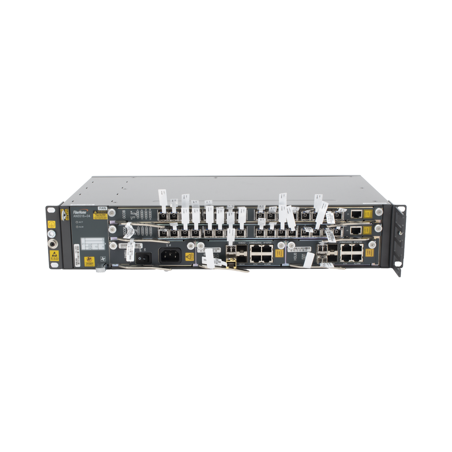 OLT Carrier Class Modular GPON, 2 Ranuras, Incluye 2 Tarjetas de Servicio de 16 puertos GPON, (32 Modulos GPON C+ Incluidos) 1 Fuente de CA, 2 UR, (Incluye Instalación de software UNM2000)