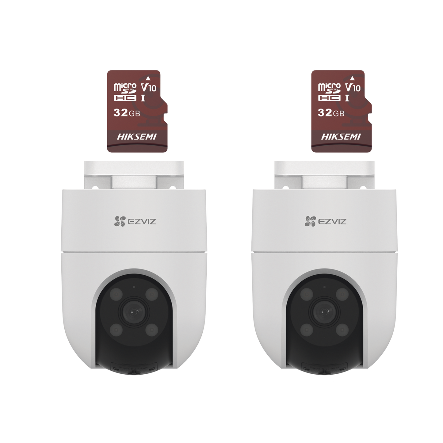 Kit de Camaras WiFi, Incluye 2 Piezas CS-H8C y 2 Piezas HS-TF-E1/32G / Audio de Dos Vías / Detección de Movimiento / Luz Estroboscópica / Sirena / Uso en Exterior con Protección