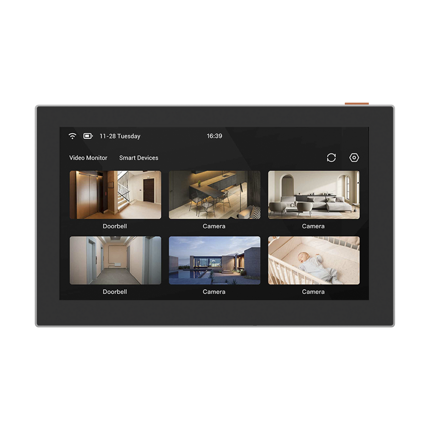 Pantalla Inalámbrica / Con Batería Recargable 4600mAh / Wi-Fi / Ideal Para Escritorio o Pared / Vista en Vivo de Cámaras EZVIZ / Compatible con Videoportero CS-HP7 para ver Cámara y Apertura Remota / Audio de Dos Vías