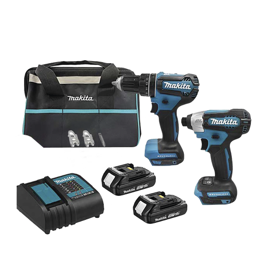 Kit de Rotomartillo Atornillador DHP485Z + Atornillador de Impacto DTD157Z, incluye 2 Baterías BL1815N, 1 Cargador DC18SD y Maleta de lona.