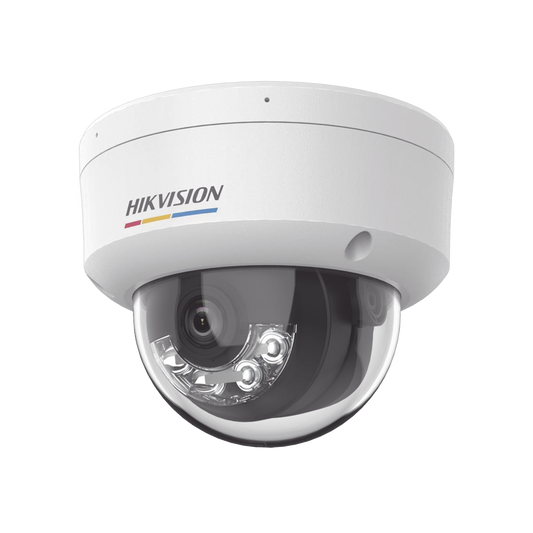 [Dual Light + ColorVu] Domo IP 2 Megapixel / Lente 2.8 mm / 30 mts IR + 30 mts Luz Blanca / Micrófono Integrado / ACUSENSE Lite / Exterior IP67 / IK08 / WDR 120 dB / PoE / Micro SD
