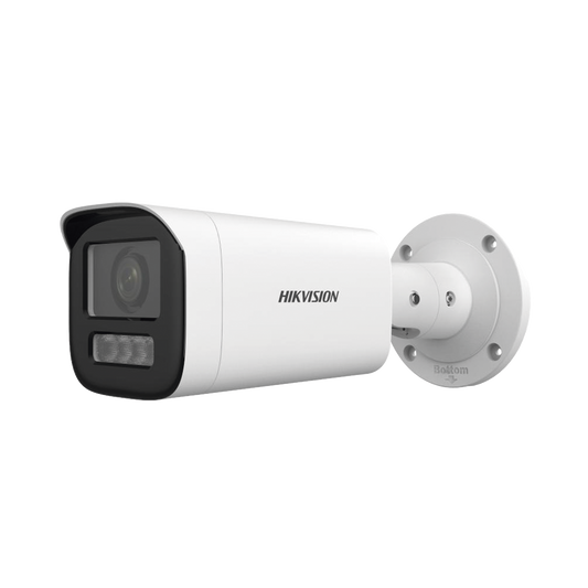 Bala IP 4 Megapíxel / Lente Motorizado 2.8 a 12 mm / Dual Light (50 mts IR + 50 mts Luz Blanca) / ACUSENSE Lite / Microfono Integrado / Exterior IP67 / WDR 120 dB / PoE / Micro SD