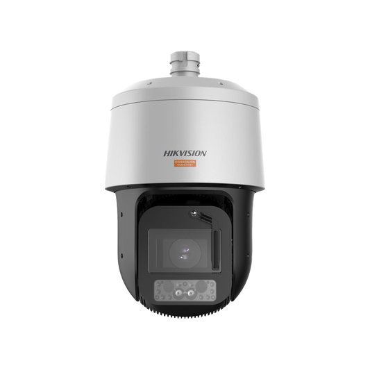 PTZ IP 4 Megapixel / 42X Zoom / Dual Light (500 mts IR / 100 mts Luz Blanca) / Polimero Anticorrosivo (Ideal para Zonas Costeras o Alta Salinidad) / AutoSeguimiento / DARKFIGHTER / EIS / Exterior IP67 / NEMA 4X / C5 / Wiper / Micro SD