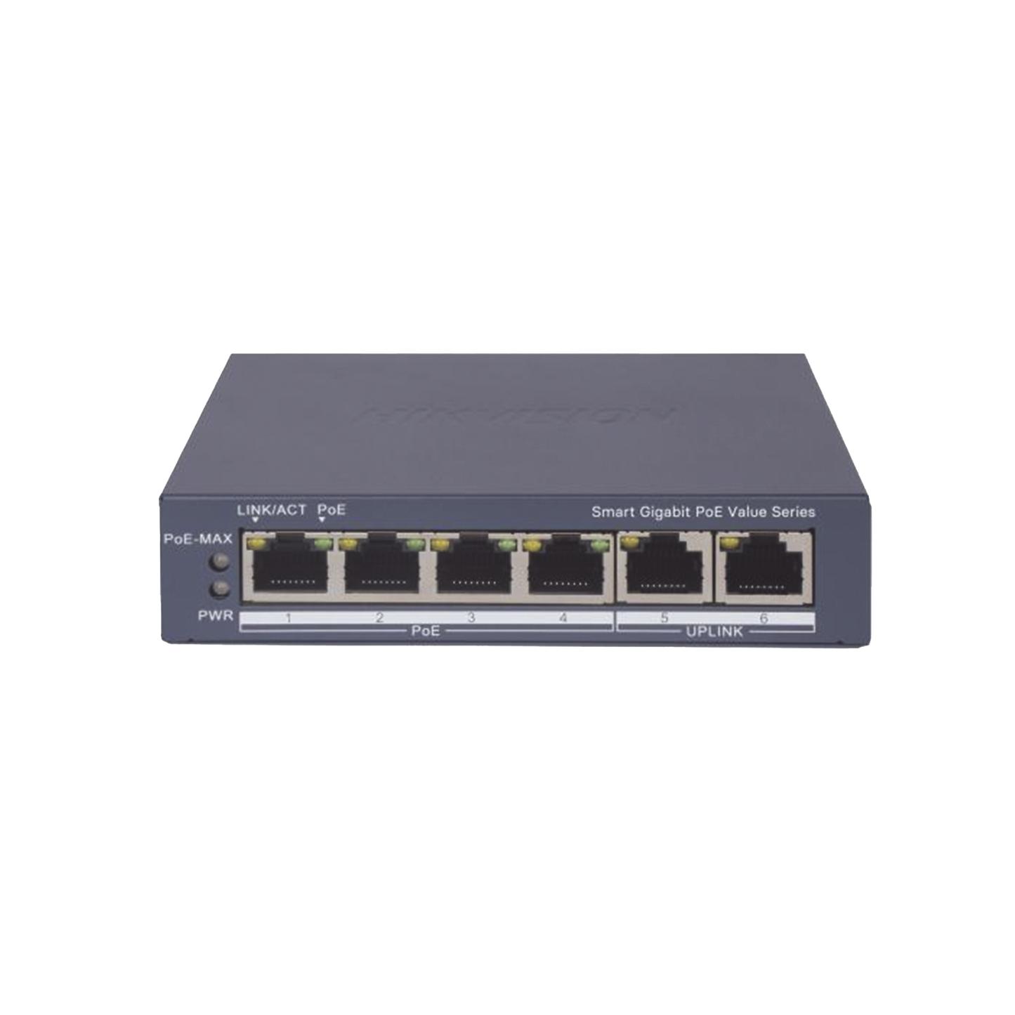 Switch Gigabit PoE+ / Administrable / 4 Puertos 1000 Mbps PoE+ / 2 Puertos 1000 Mbps Uplink / Configuración Nube Hik-PartnerPro / Modo Extendido hasta 300 Metros / 45 Watts