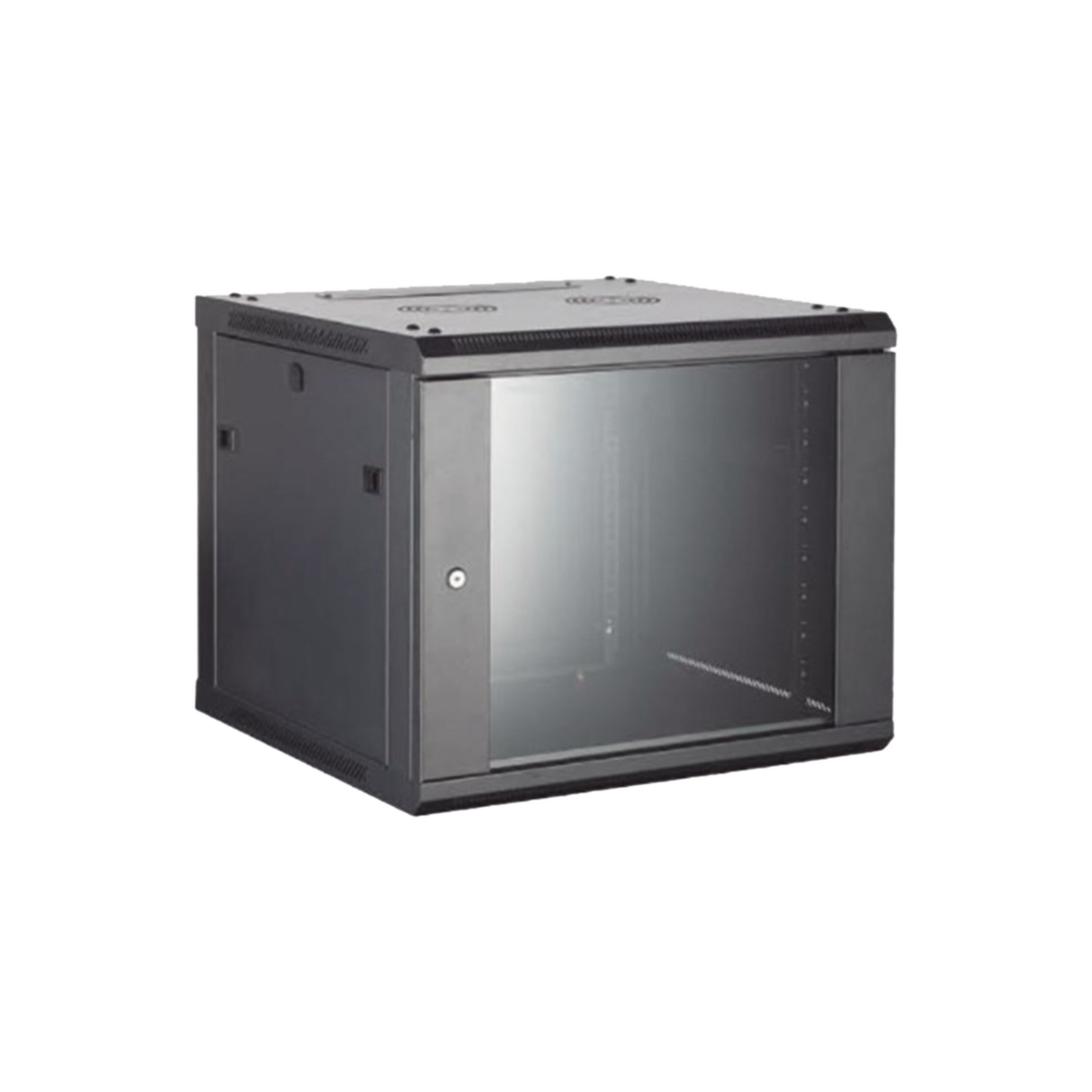 Gabinete para Montaje en Pared - Piso / Puerta de Cristal Templado / Cuerpo Fijo / 4 Unidades de Rack / 19" / Fabricado en Acero