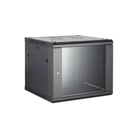 Gabinete para Montaje en Pared - Piso / Puerta de Cristal Templado / Cuerpo Fijo / 4 Unidades de Rack / 19" / Fabricado en Acero