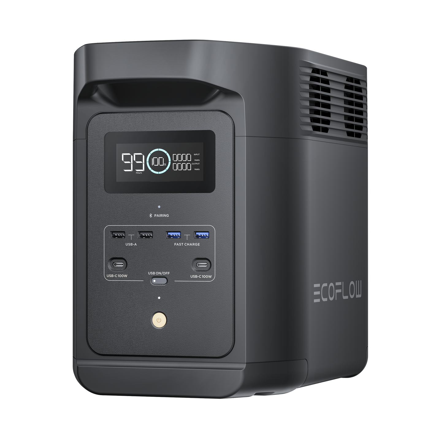 Estación de Energía Portátil de 980Wh Litio LFP / 10 Puertos AC 500 W (Max. 1000W) / 2 USB-C 100W / Cargador de Coche 10A a 12.6V / Conectividad WiFi y Bluetooth (App) / Carga Solar 500W Max.