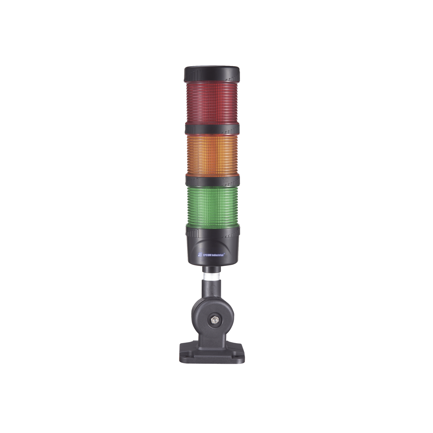 Torre LED Indicadora de estado de 3 niveles color Rojo, Ámbar y Verde, con Buzzer integrado a 85 dB, a 110-240 VCA con Montaje incluido de 60 mm de diámetro