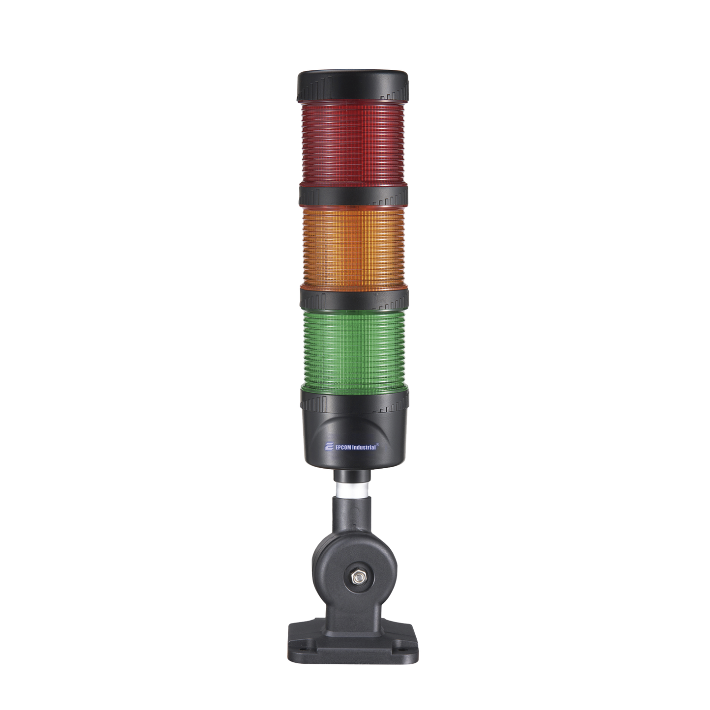 Torre LED Indicadora de estado de 3 niveles color Rojo, Ámbar y Verde, con Buzzer integrado a 85 dB, a 24 VCD con Montaje incluido de 60 mm de diámetro