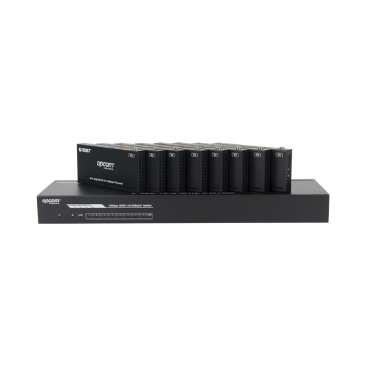 Splitter mas Extensor de Video | 1x8 | ProAV | HDBaseT™ | 120m en 4K@60Hz | 150m en 1080p@60Hz | Cat6/6a/7 | Gestión Avanzada EDID | Control IR y RS232 | PoC | Salida de Audio