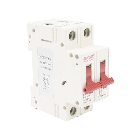 Protección Térmica/ Interruptor 2P, 20 A, Corriente Directa 800 Vcc para Aplicación Fotovoltaica Montaje Riel DIN