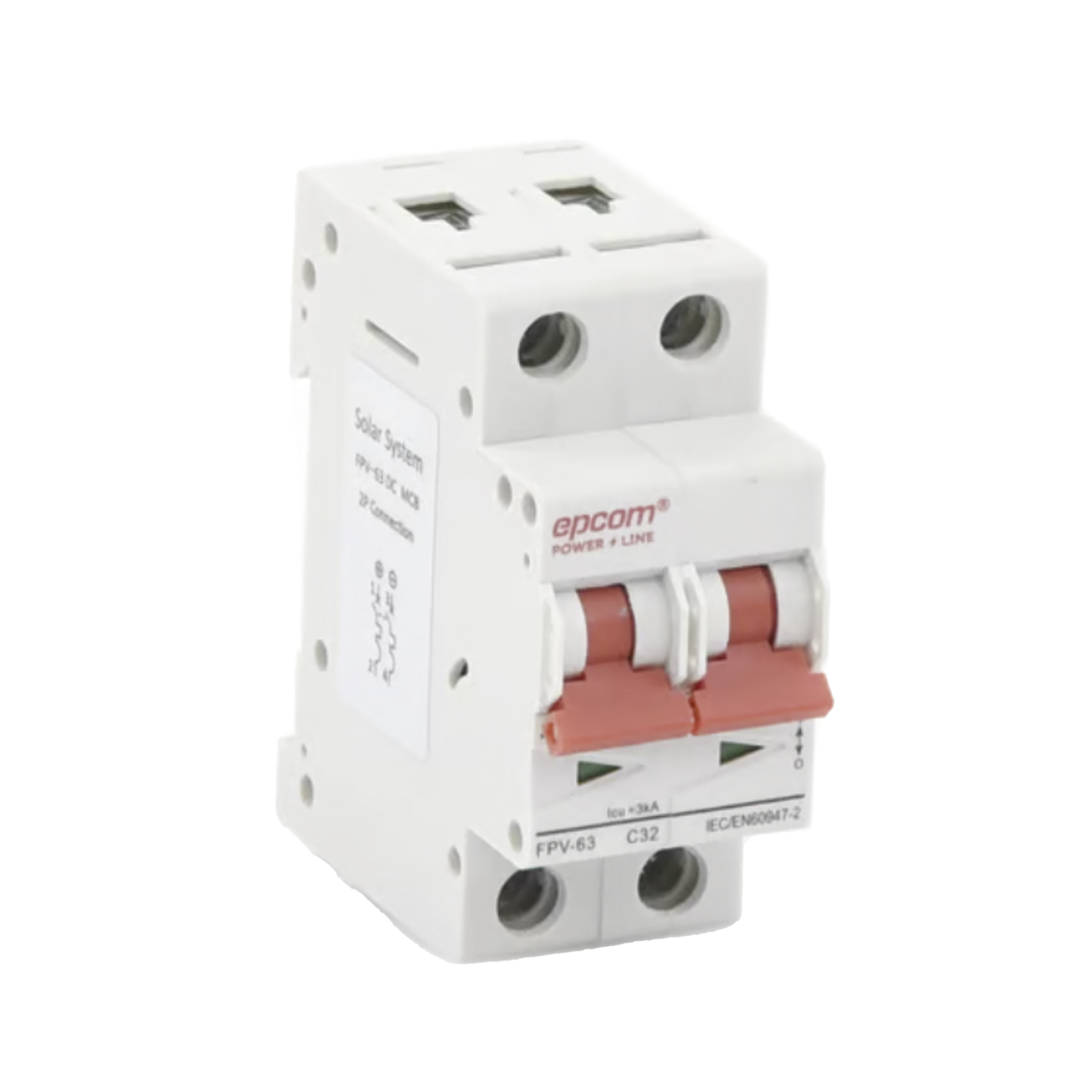 Protección Térmica/ Interruptor 2P, 32A, Corriente Directa 800 Vcc para Aplicación Fotovoltaica Montaje Riel DIN