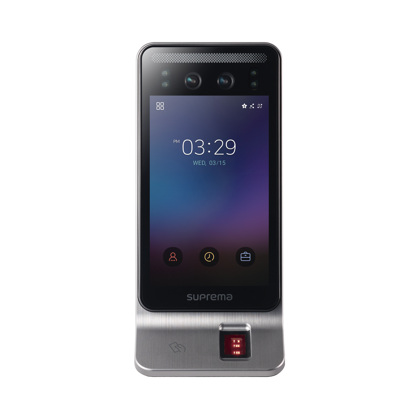 Lector Multi-tecnologia con detector de cubrebocas- Reconocimiento Facial, Huella, Tarjeta Móvil y lector de RFID(125kHz EM & 13.56 Mhz MIFARE) Compatible con BioStar2, Uso para Control de Acceso y Asistencia