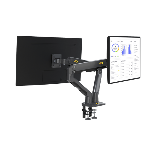 Montaje de Escritorio articulado para 2 monitores de 27-34" / Soporta hasta 16 kg por brazo/ Vesa 75 x 75 / 100 x 100 / Acero / Giro: 360°