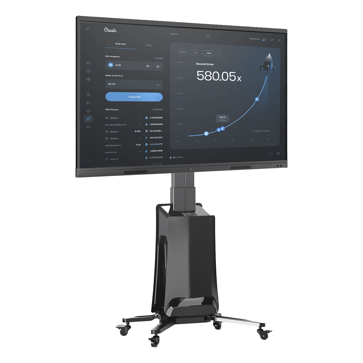 MONTAJE DE PISO MOVIL PARA PANTALLAS 55-80IN AJUSTABLE MOTORIZADO