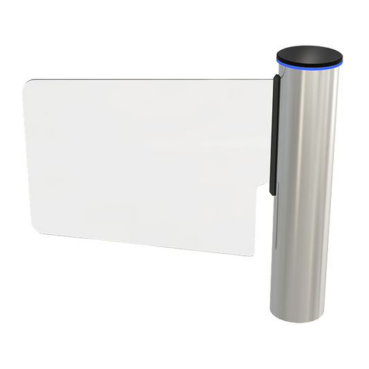 Torniquete Tipo Ala o Bandera Fabricado en Acero Inoxidable 304 con Hoja de Cristal Templado / Acceso Bidireccional con Corona LED