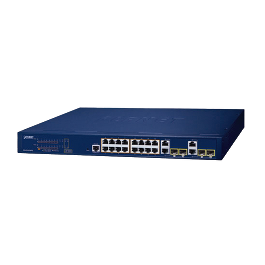 Switch Administrable PoE Capa 2 de 16 Puertos 10/100/1000 Mbps 802.3af/at, 4 Puertos SFP Gigabit, Hasta 240 W
