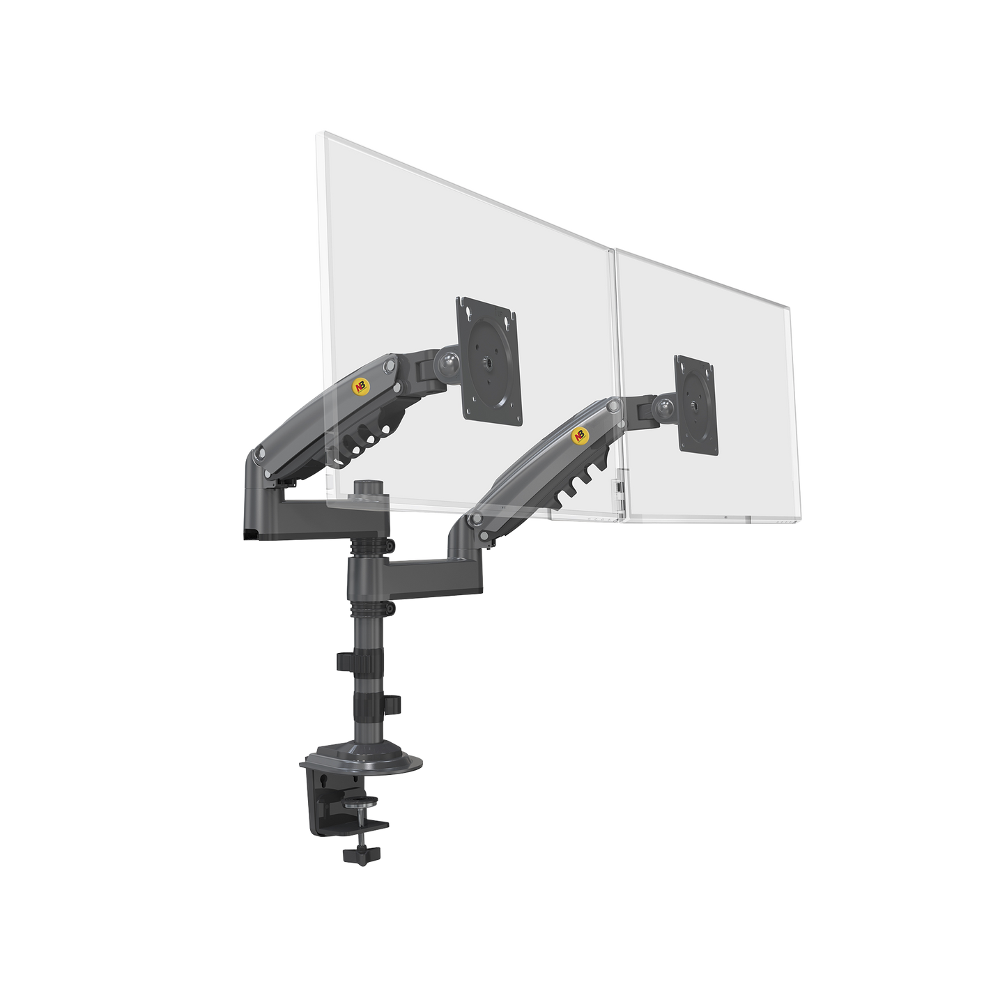 Montaje de Escritorio articulado para 2 monitores de 17 a 27" / Soporta hasta 9kg por monitor / Vesa 75 x 75 / 100 x 100 / Acero / Rotación: 360°