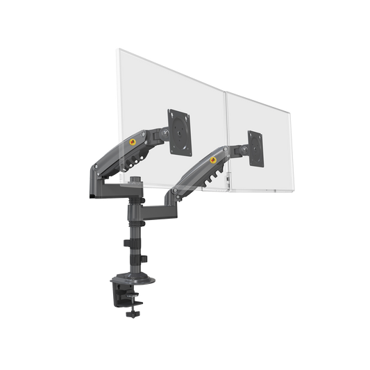 Montaje de Escritorio articulado para 2 monitores de 17 a 27" / Soporta hasta 9kg por monitor / Vesa 75 x 75 / 100 x 100 / Acero / Rotación: 360°