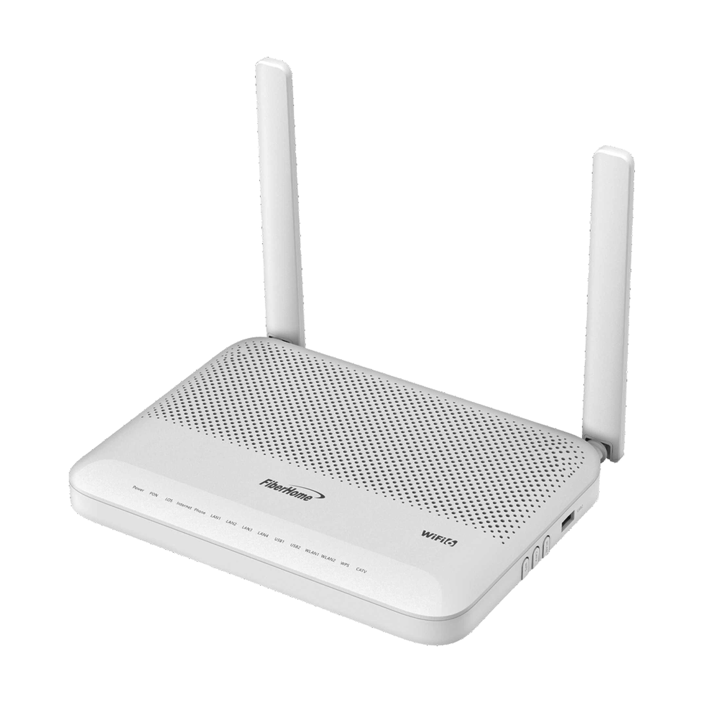 ONU GPON WiFi 6, Doble Banda 2.4/5 GHz , con 4 puertos Gigabit Ethernet + 2 POTS + 1 USB + 1 CATV (RF), conector SC/APC, Compatible con OLT´s de Terceros