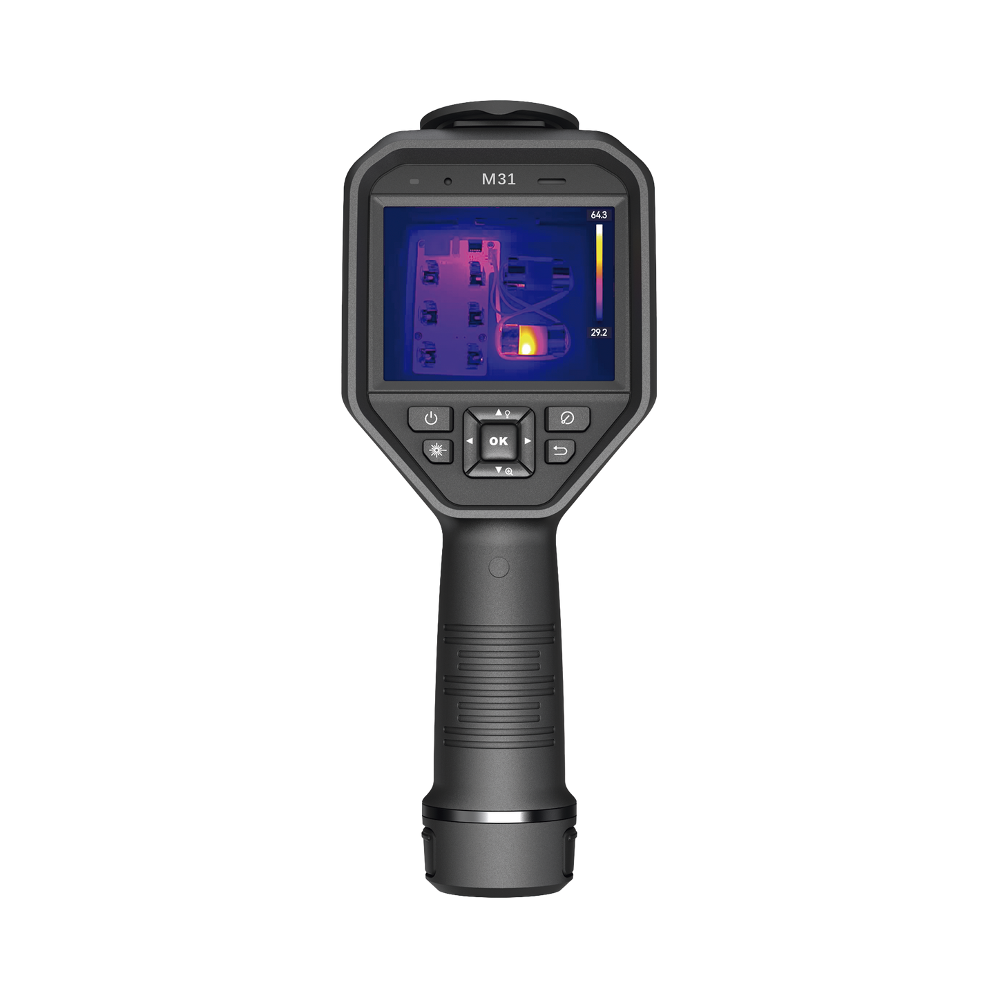 M31 - Cámara Termográfica Portátil Dual / Lente Térmico 9.7 mm (384 x 288) / Lente Óptico (8 Megapixel) / WiFi / IP54 / Ranura MicroSD hasta 64 Gb / Hasta 5 Horas de Funcionamiento Continuo