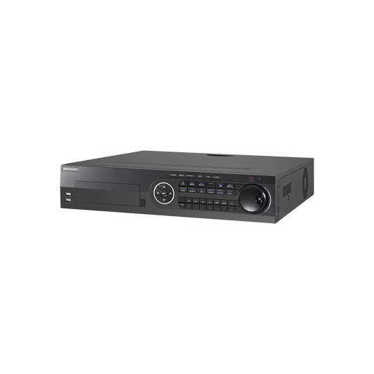 DVR 16 Canales TurboHD + 8 Canales IP / 3K / 5 Megapixel / 8 Bahías de Disco Duro / 16 Entradas de Audio Fisicas (Microfono por Separado) / Audio por coaxitron / Acusense / 16 Entradas de Alarma / POS / H.265+