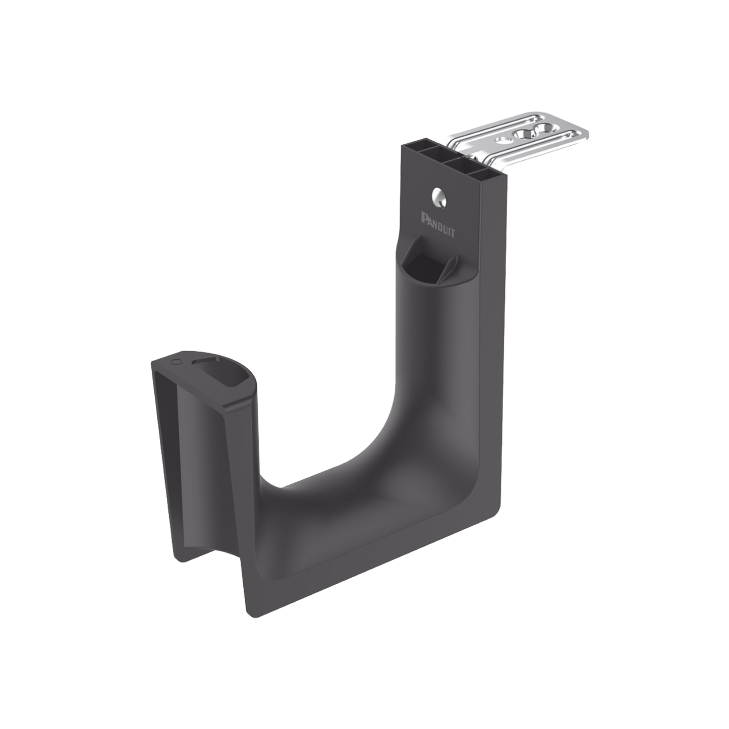 Sujetador STRONGHOLD tipo J (J-Hook), Con Soporte para Montaje en Techo, Para 180 Cables Cat6, Nylon 6.6, Color Negro, 10 piezas