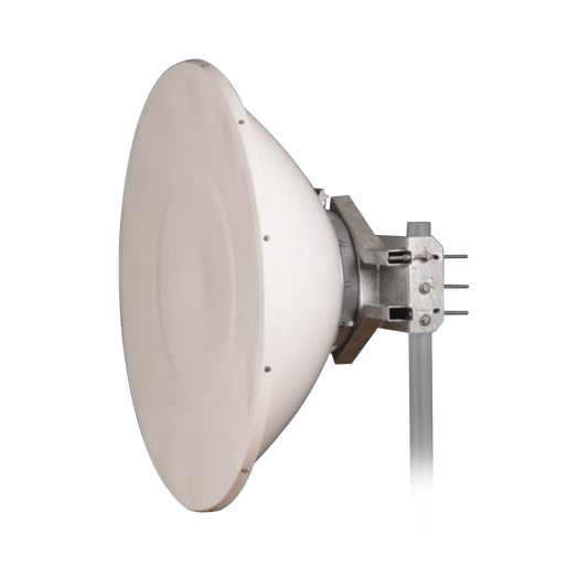 Antena Direccional de Alto Rendimiento / 35.5 dBi / 4 ft / 5.9-7 GHz / Conectores RP-SMA / Alto Aislamiento al Ruido / Fácil Montaje y herraje de acero inoxidable / Radomo Incluido
