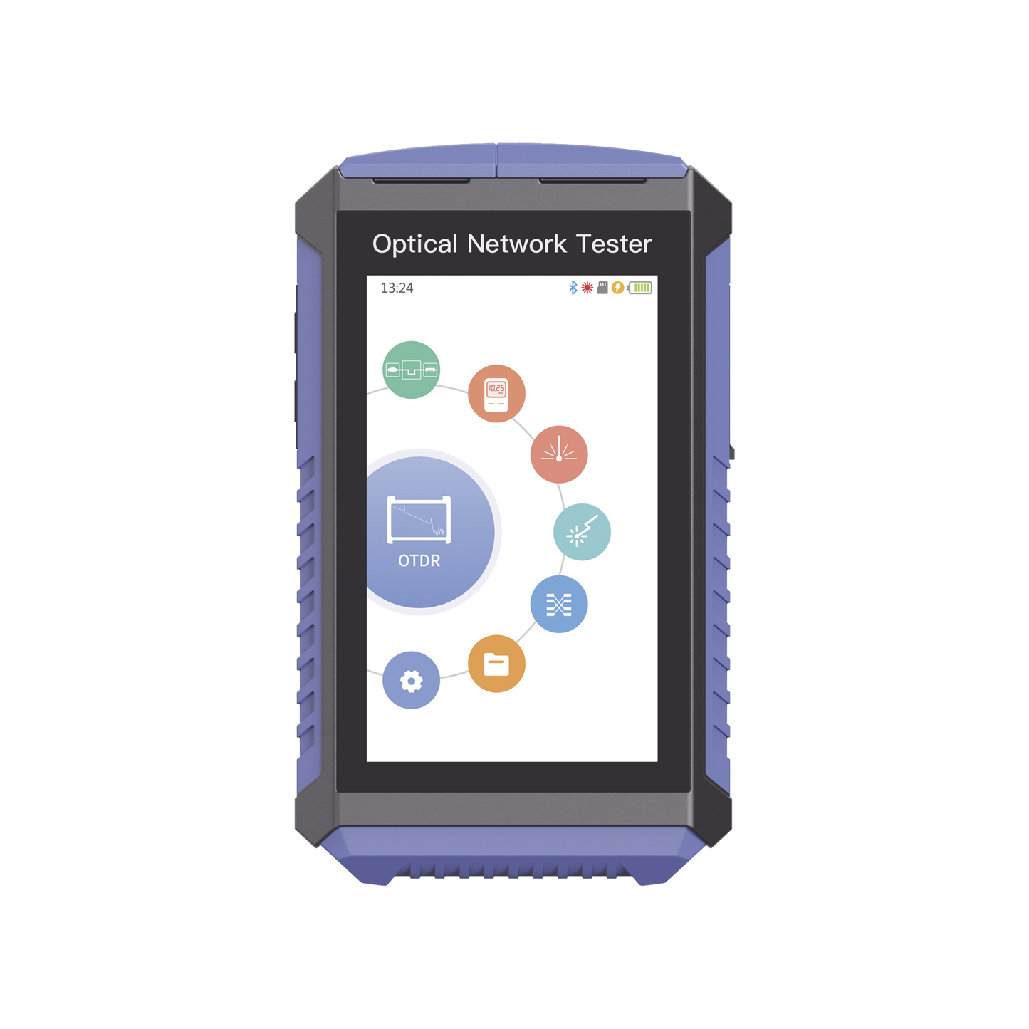 Mini OTDR Touch para pruebas en enlaces fibra Óptica Activos (Prueba de Fibra Viva) / Longitud de Onda en 1625nm / Integra Función OPM / Integra Función VFL 5mW / Mapeo de Cables RJ45 / Recargable / Distancia de prueba hasta 100 km