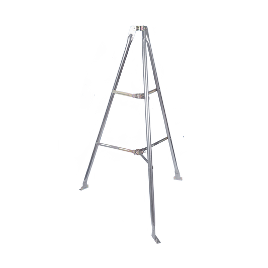 Montaje de tripie para exterior, altura total del tripie 1.52 m. Compatible con mástiles de hasta 3 m de largo 1 1/4 a 2" de diámetro