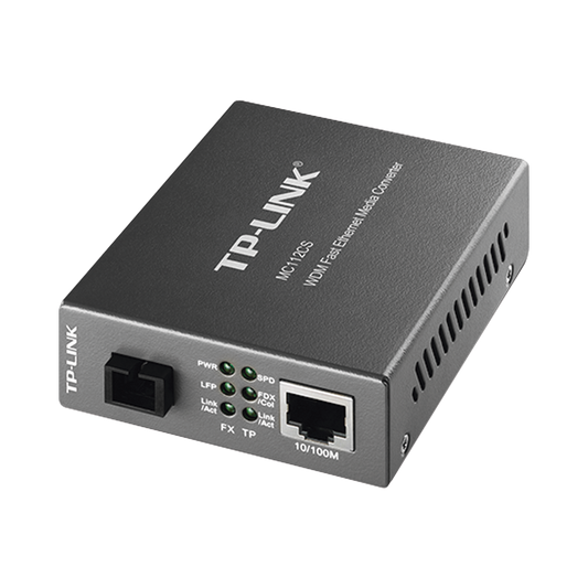 Convertidor Fibra Óptica WDM Monomodo / 1 puerto RJ45 10/100 Mbps / 1 puerto SC/UPC 100 Mbps / Hasta 20 Km / Para su Funcionamiento Requiere el Modelo MC111CS / Plug and Play