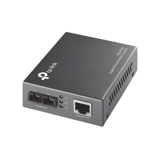 Convertidor Fibra Óptica Multimodo / 1 Puerto RJ45 10/100/1000 Mbps / Puerto Fibra Óptica SC 1000 Mbps / Hasta 550 metros / Plug and Play