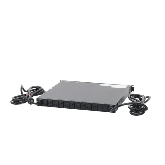 PDU Monitoreable de Transferencia Automática ATS (Fuente Redundante), Con 10 Salidas 5-15R, Enchufes de Entrada L5-20P, Instalación Horizontal de 19in, 1UR, 20 Amp, 120 Vca